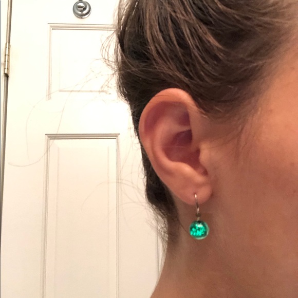 Green Metallic Foil Earrings - Picture 5 of 6